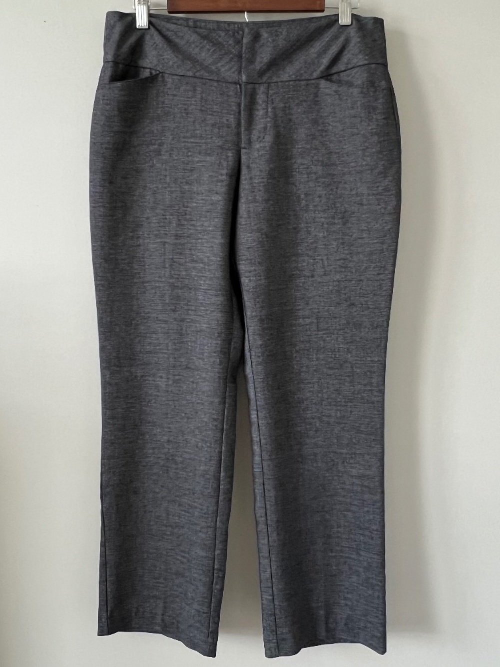 Elle Gray Patterned Straight Leg Mid-Rise Trousers Women’s Size 8